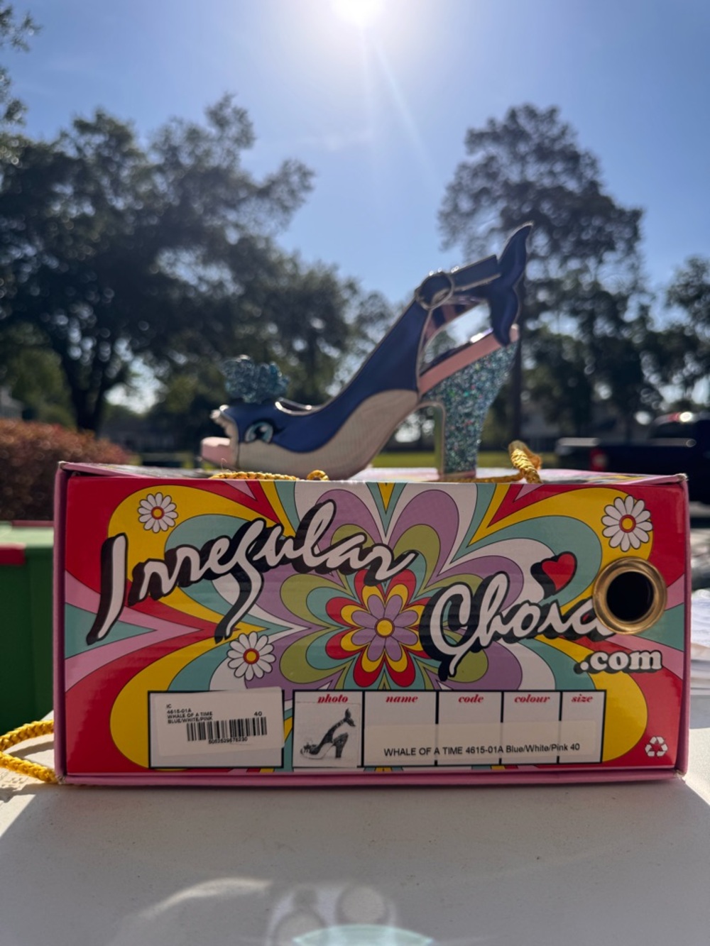 Irregular Choice Blue and Pink Glitter Heel Whale of a Time.